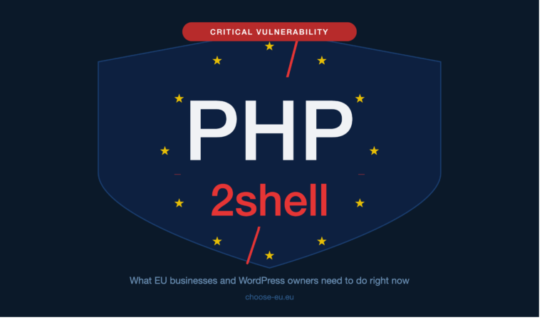 Warning alert on a laptop screen showing a critical PHP security vulnerability notification